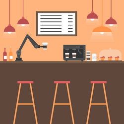 flat coffee house interior with modern robot arm vector