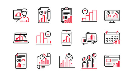 graph line icons charts and graphs presentation vector image