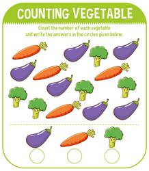 math game template with counting vegetable vector image