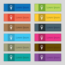 Ice cream icon sign set of twelve rectangular vector