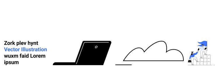 laptop cloud connection and worker stacking vector image