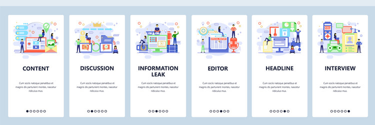 mobile app onboarding screens media and newspaper vector image