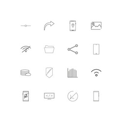 network and database linear thin icons set vector image