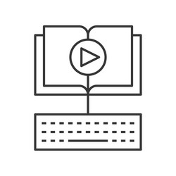 Open book and play button with keyboard vector