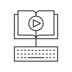 open book and play button with keyboard vector