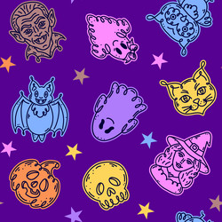 seamless pattern with characters in doodle style vector image