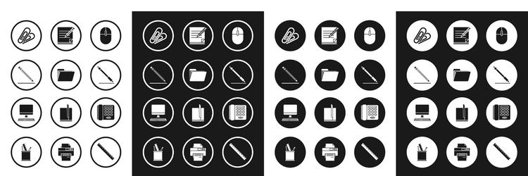 Set computer mouse document folder pencil vector