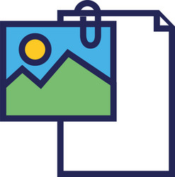 document file paper with picture line and fill vector image