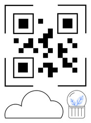 qr code with cloud and globe icon representing vector image