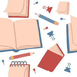 seamless pattern of books and notepad stack vector image