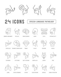 Set of linear icons speech-language pathology vector