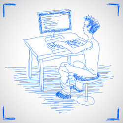 Man Working on Computer vector image