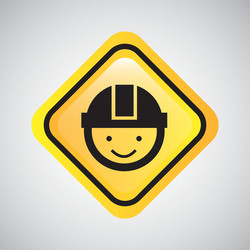 worker man helmet sign yellow icon vector