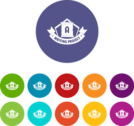writing project icons set color vector image