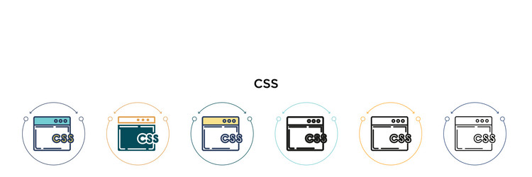 Css icon in filled thin line outline and stroke vector