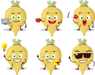 Parsnip cartoon character with various types vector