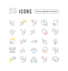 Set of linear icons speech-language pathology Vector Image