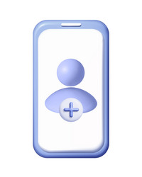 3d add user avatar create group symbol in phone vector image