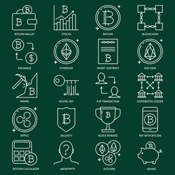 crypto currency icon collection in line style vector