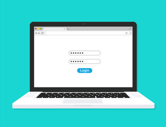 Laptop with login form page on screen sign vector