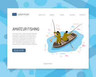 fishermen isometric web banner vector