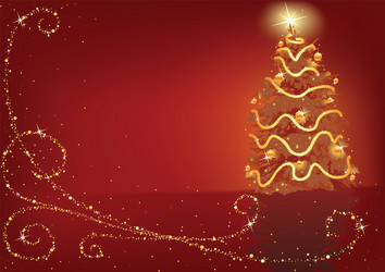 Red christmas card background with flowers Vector Image
