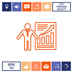 Presentation sign icon man standing with pointer vector