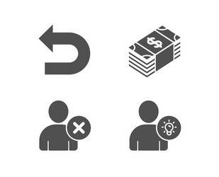 usd currency delete user and undo icons vector