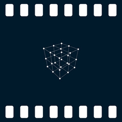 Wire frame polygonal element cube with lines vector