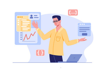 Coder Focused on Project Work vector image