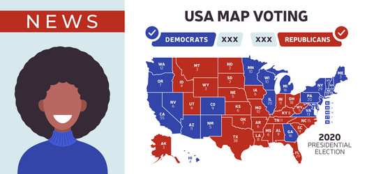 usa presidential election results map female news vector