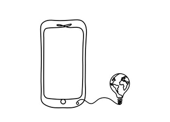 abstract mobile handset with globe lightbulb vector image