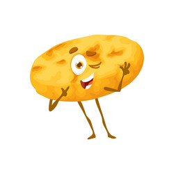 cartoon corn arepa bread character bakery food vector