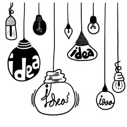hand drawn light bulb icons with concept of idea Vector Image