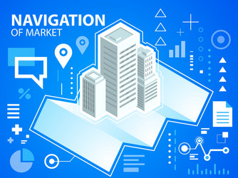 Navigation Route with Buildings vector image