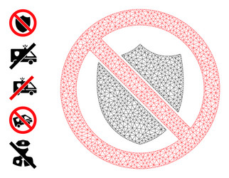 polygonal net no shield icon with simple symbols vector image