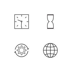 time linear icons set simple outline vector image