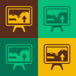 pop art computer monitor with graph chart icon vector image