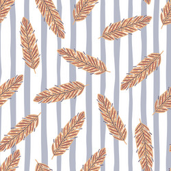retro boho with feather seamless doodle pattern vector image