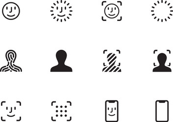 Face Scan Icons - Authentication & Recognition vector image