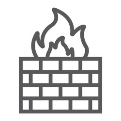 Firewall line icon fire and security wall sign vector