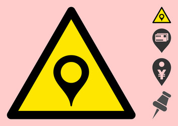 Map pointer warning triangle sign icon vector