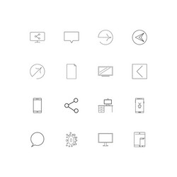 Network and database linear thin icons set vector