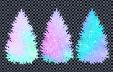 Pastel Christmas Spruce Silhouettes Vector Image