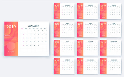 simple calendar 2019 yesr stock design vector