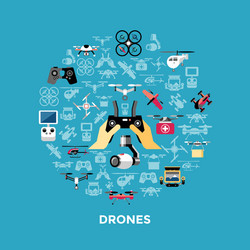 digital flying drone objects color vector image