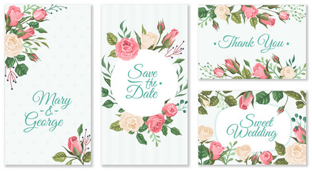 Elegant Wedding Card with Roses Vector Image