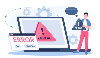 error message on laptop computer outage issue vector image