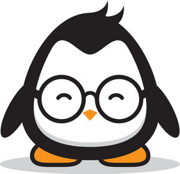 penguin cute geek logo mascot vector