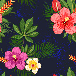 Tropical Hibiscus Floral Pattern vector